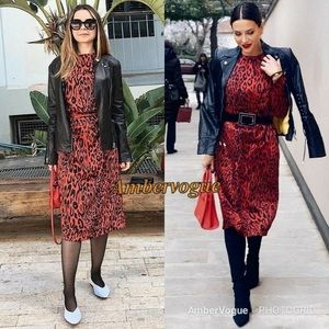 ZARA Red & Black Leopard Print Dress